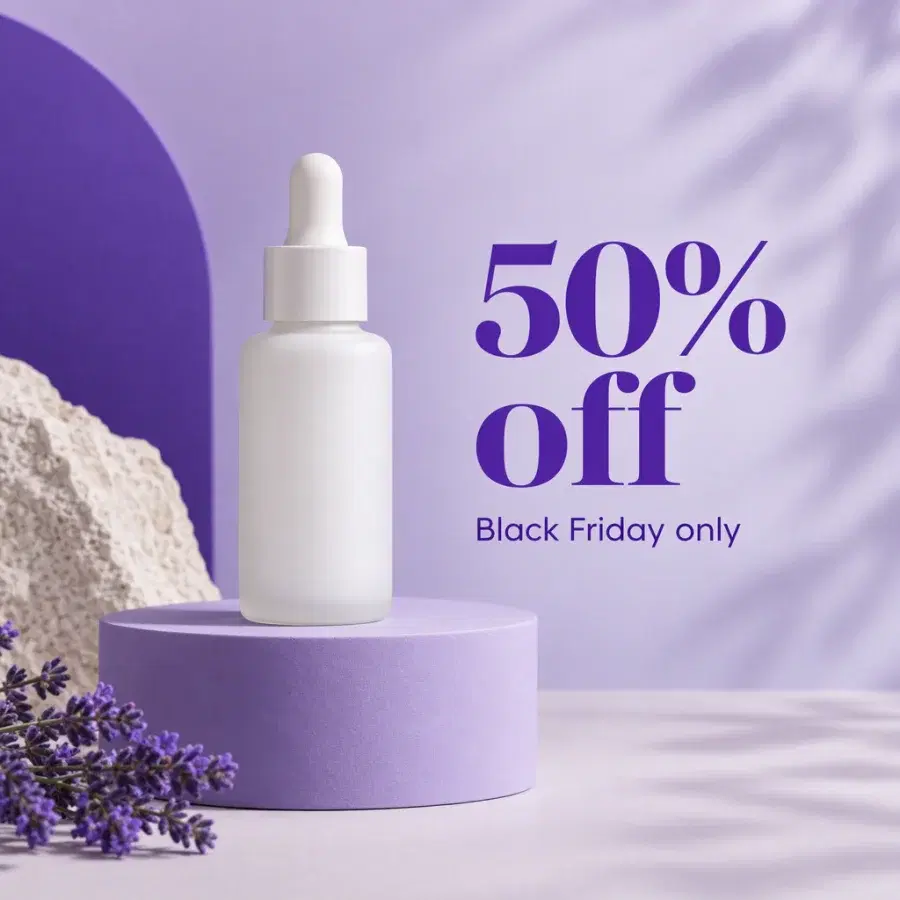 Organic Instagram post: Black Friday 50% off skincare offer