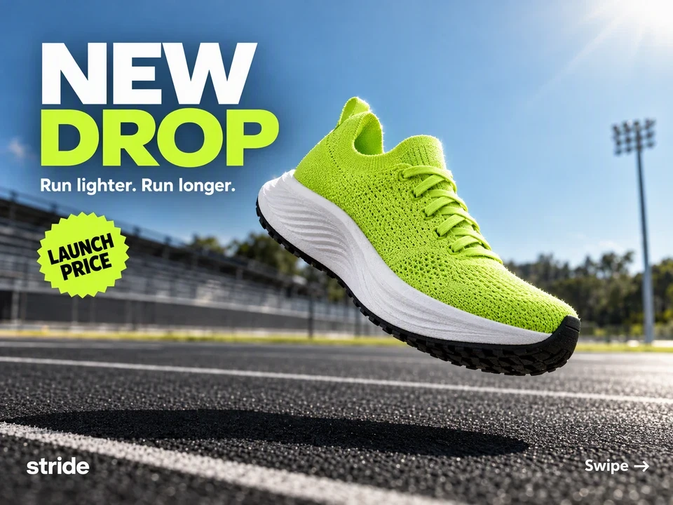 Sample Stride running shoe carousel, made with Infinall