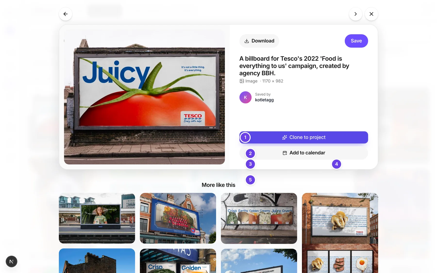 The Clone to project picker opened on a Discover image, with Create new project and the Existing projects list.